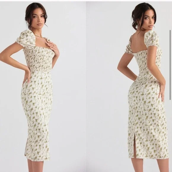 HOUSE OF CB 'Bellucci' Garden Print Shirred Sundress